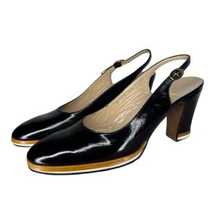 Salvatore Ferragamo Rosina Vintage Black Slingback Heels size 6.5
